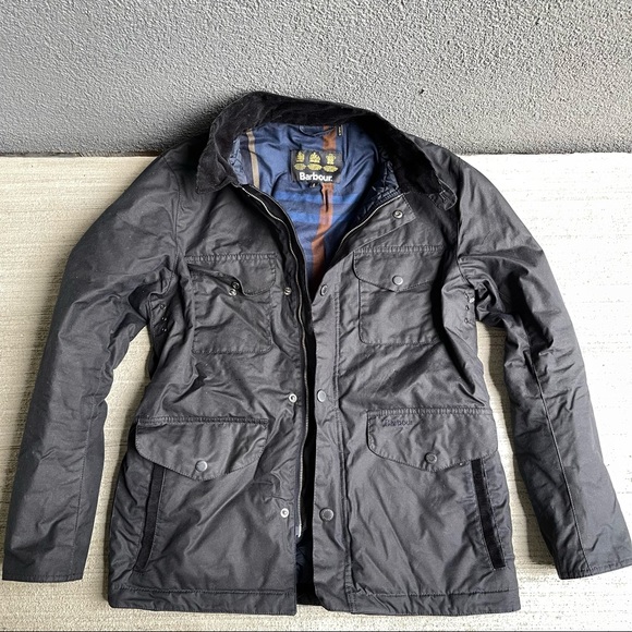Barbour Fawden Men's Waxed Jacket in Dark Navy- size S #WAX82 - Picture 3 of 12